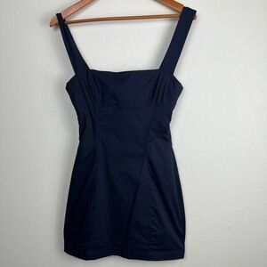 LUCY IN THE SKY Mini Dress Womens Size Small Navy Blue‎ Sundress Tie Back Summer